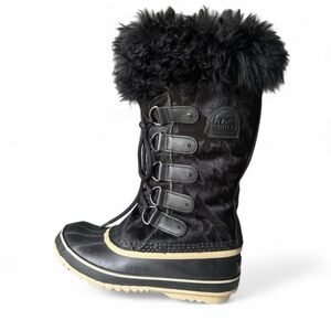 Sorel Joan of Arctic Reserve Black Cowhair Waterproof Winter Boots Womens Size 7